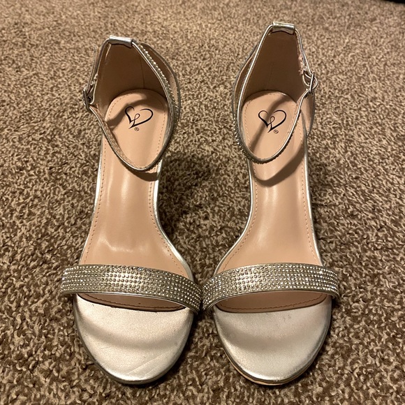Silver Rhinestone Dress Heels - Picture 2 of 4